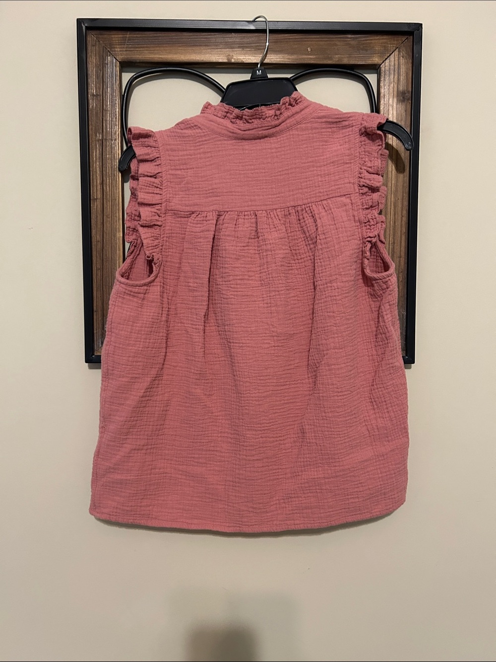 J. Crew Dusty Pink Ruffle-Sleeve Cotton Gauze Tank - Picture 4 of 4